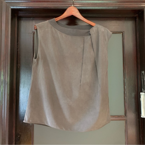 Halston Heritage Grey Washed Silk Blouse - size 6 - Picture 1 of 7